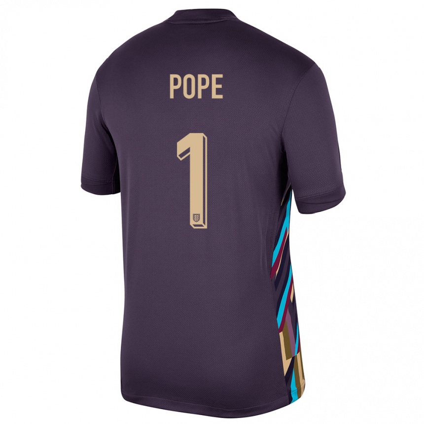 Kids Football England Nick Pope #1 Dark Raisin Away Jersey 24-26 T-Shirt Nz