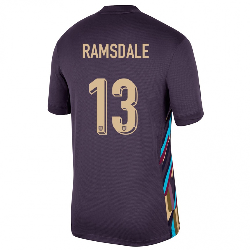 Kids Football England Aaron Ramsdale #13 Dark Raisin Away Jersey 24-26 T-Shirt Nz