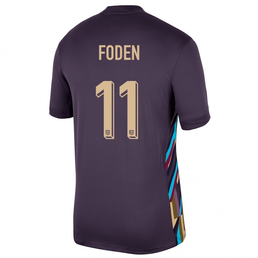 Kids Football England Phil Foden #11 Dark Raisin Away Jersey 24-26 T-Shirt Nz