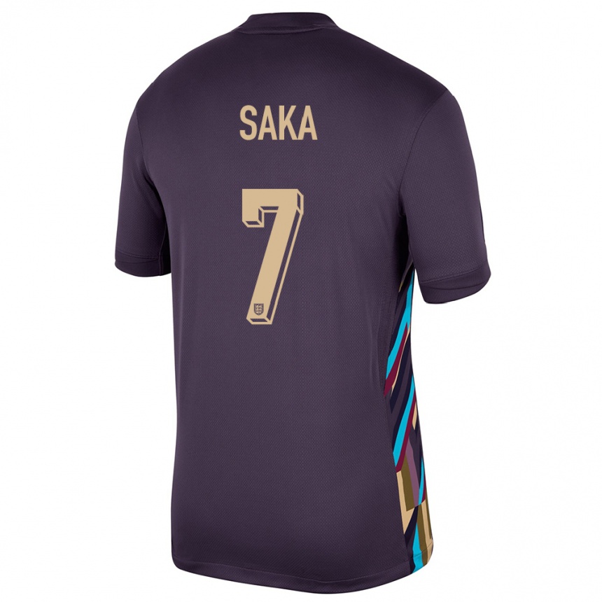 Kids Football England Bukayo Saka #7 Dark Raisin Away Jersey 24-26 T-Shirt Nz