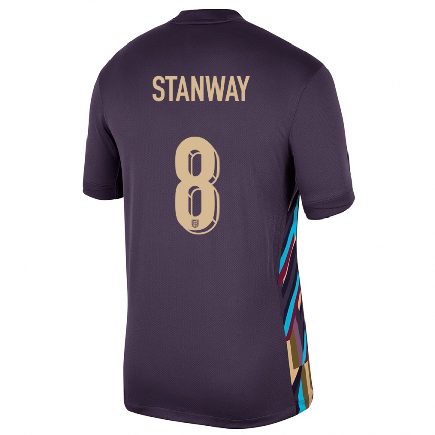 Kids Football England Georgia Stanway #8 Dark Raisin Away Jersey 24-26 T-Shirt Nz