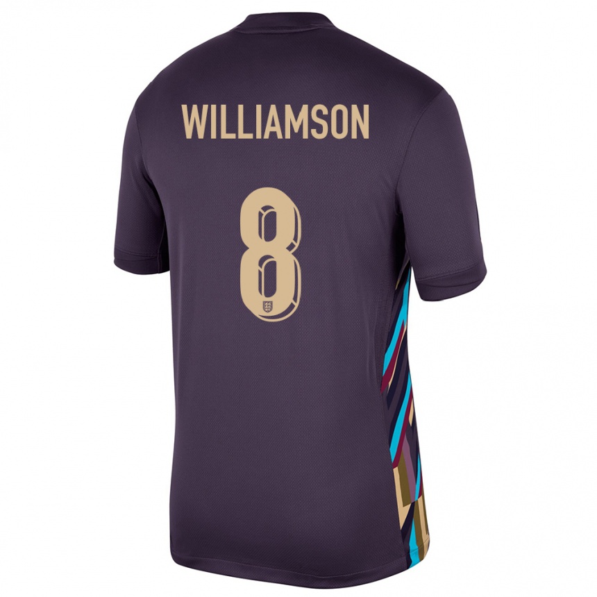 Kids Football England Leah Williamson #8 Dark Raisin Away Jersey 24-26 T-Shirt Nz