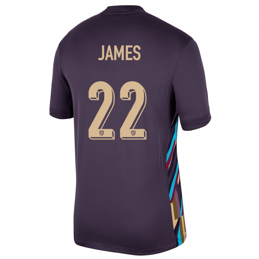 Kids Football England Lauren James #22 Dark Raisin Away Jersey 24-26 T-Shirt Nz