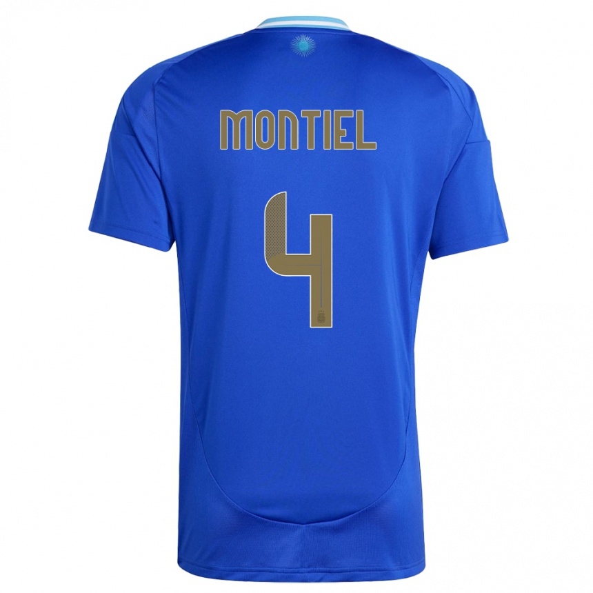 Kids Football Argentina Gonzalo Montiel #4 Blue Away Jersey 24-26 T-Shirt Nz