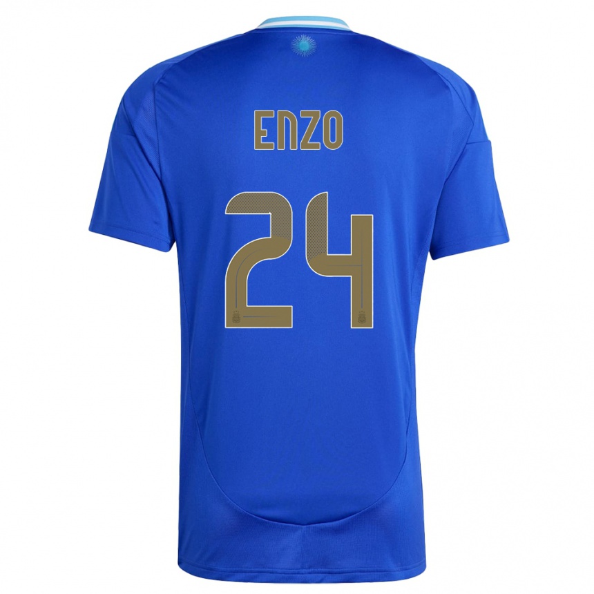 Kids Football Argentina Enzo Fernandez #24 Blue Away Jersey 24-26 T-Shirt Nz