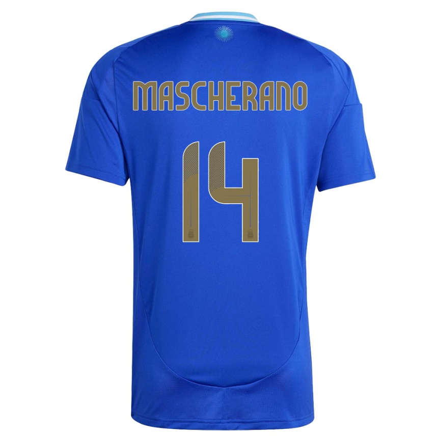 Kids Football Argentina Javier Mascherano #14 Blue Away Jersey 24-26 T-Shirt Nz