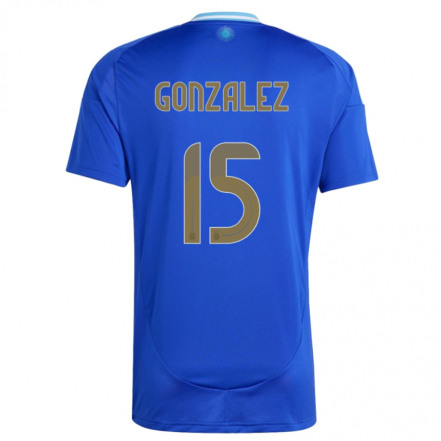 Kids Football Argentina Nicolas Gonzalez #15 Blue Away Jersey 24-26 T-Shirt Nz