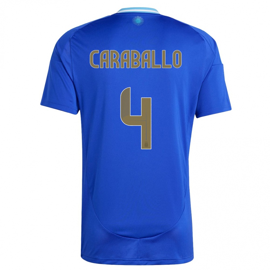 Kids Football Argentina Brian Caraballo #4 Blue Away Jersey 24-26 T-Shirt Nz