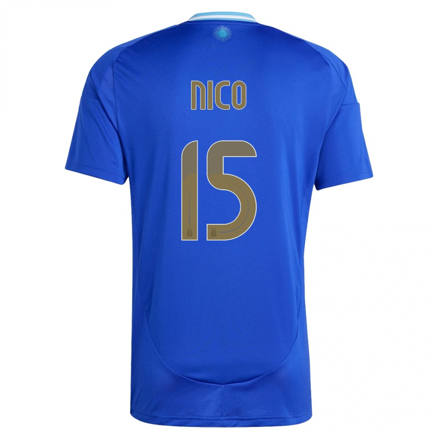 Kids Football Argentina Nico #15 Blue Away Jersey 24-26 T-Shirt Nz