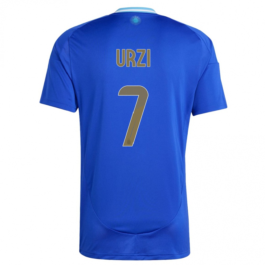 Kids Football Argentina Agustin Urzi #7 Blue Away Jersey 24-26 T-Shirt Nz