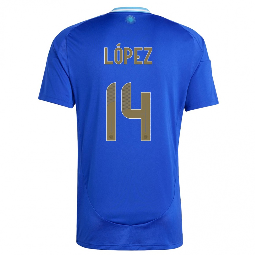 Kids Football Argentina Lautaro Lopez #14 Blue Away Jersey 24-26 T-Shirt Nz