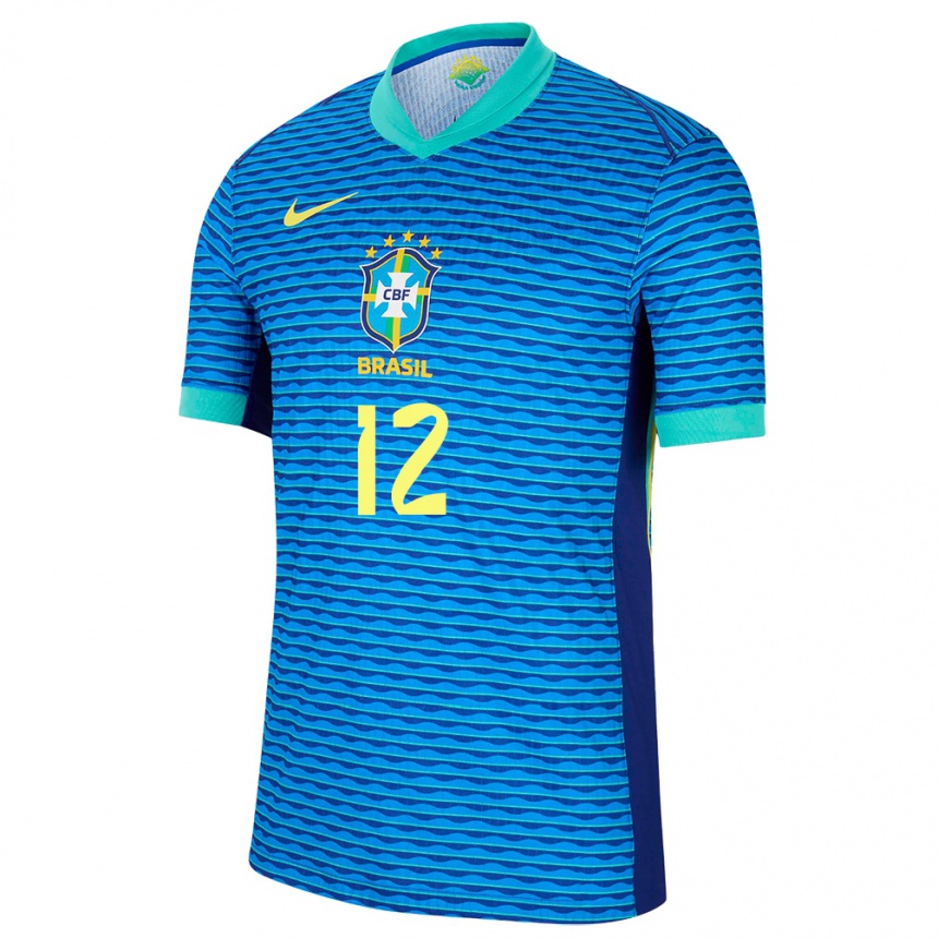 Kids Football Brazil Kaue #12 Blue Away Jersey 24-26 T-Shirt Nz