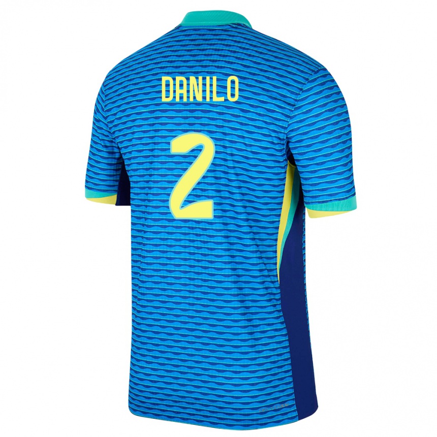 Kids Football Brazil Danilo #2 Blue Away Jersey 24-26 T-Shirt Nz