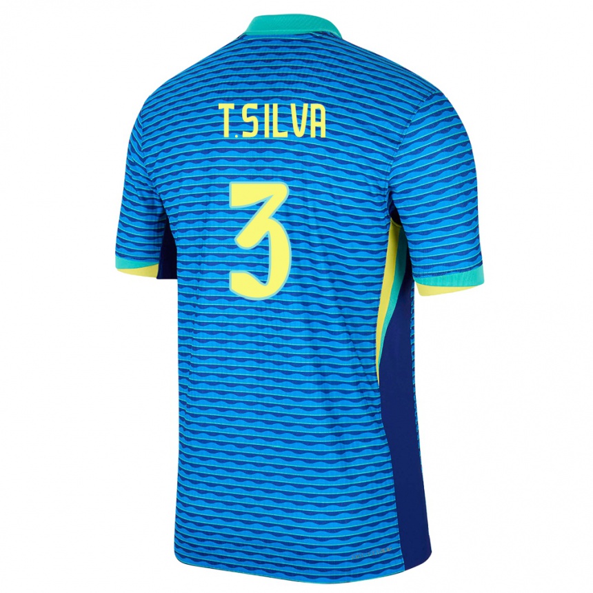 Kids Football Brazil Thiago Silva #3 Blue Away Jersey 24-26 T-Shirt Nz