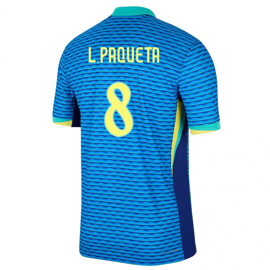 Kids Football Brazil Lucas Paqueta #8 Blue Away Jersey 24-26 T-Shirt Nz