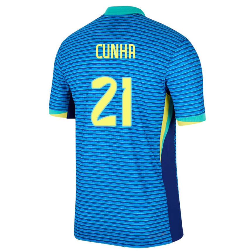 Kids Football Brazil Matheus Cunha #21 Blue Away Jersey 24-26 T-Shirt Nz