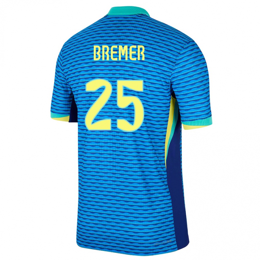 Kids Football Brazil Bremer #25 Blue Away Jersey 24-26 T-Shirt Nz