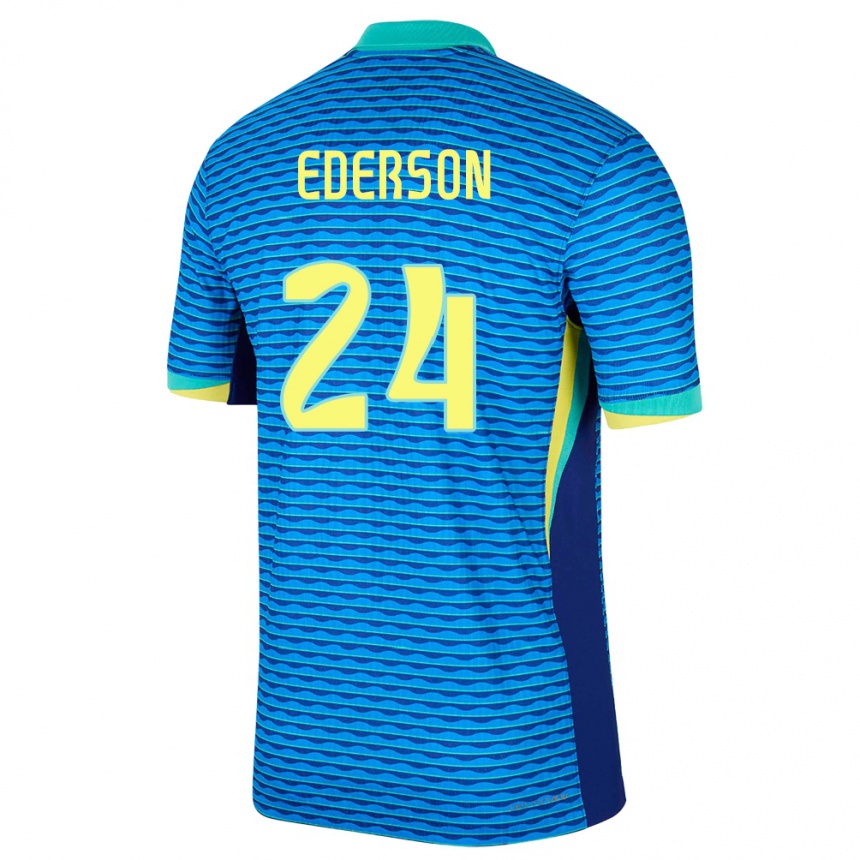 Kids Football Brazil Ederson #24 Blue Away Jersey 24-26 T-Shirt Nz