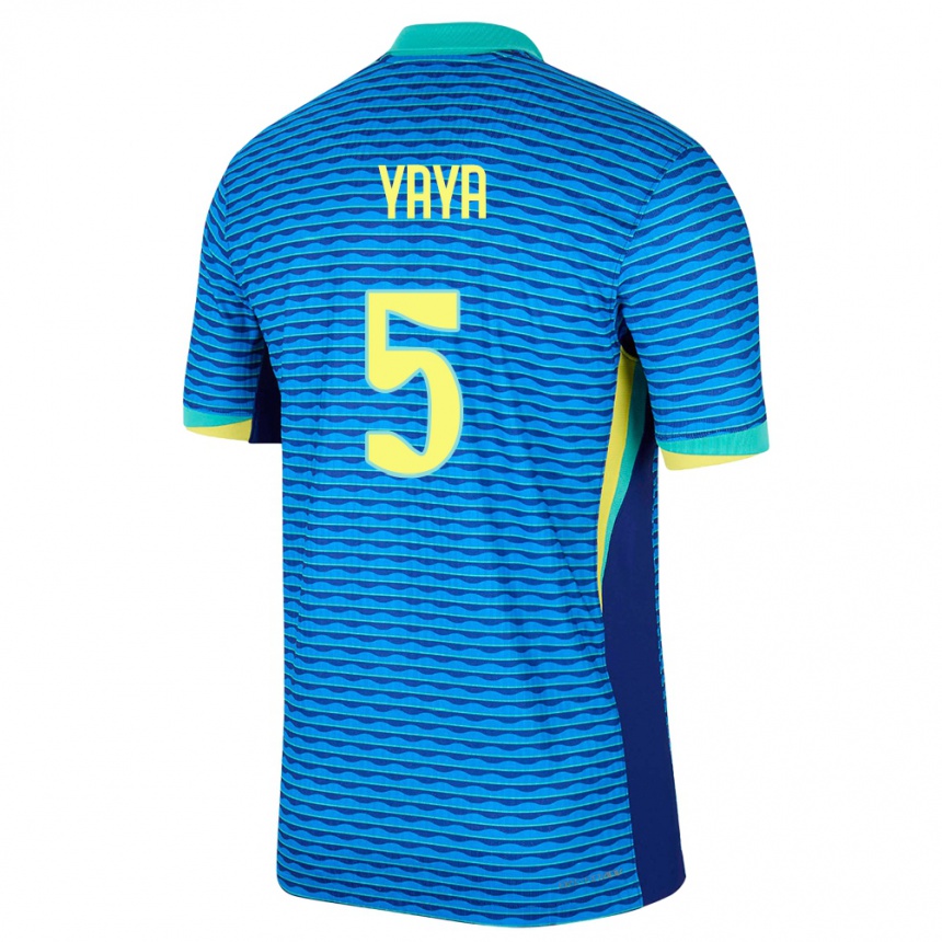 Kids Football Brazil Yaya #5 Blue Away Jersey 24-26 T-Shirt Nz