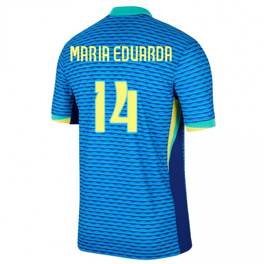 Kids Football Brazil Maria Eduarda #14 Blue Away Jersey 24-26 T-Shirt Nz