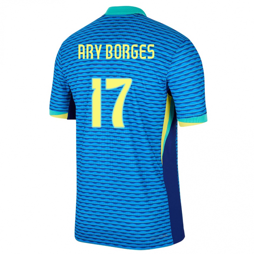 Kids Football Brazil Ary Borges #17 Blue Away Jersey 24-26 T-Shirt Nz