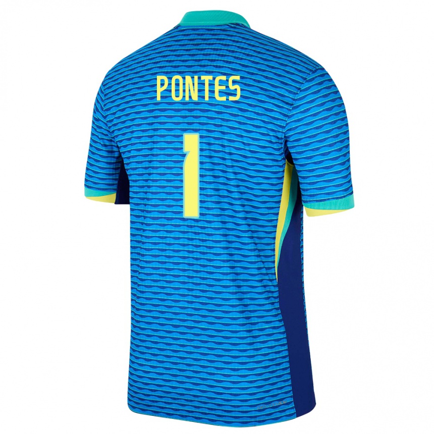 Kids Football Brazil Mycael Pontes #1 Blue Away Jersey 24-26 T-Shirt Nz