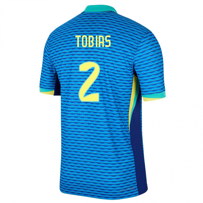 Kids Football Brazil Vinicius Tobias #2 Blue Away Jersey 24-26 T-Shirt Nz