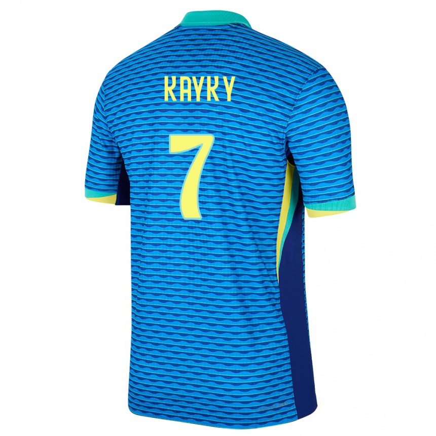 Kids Football Brazil Kayky #7 Blue Away Jersey 24-26 T-Shirt Nz