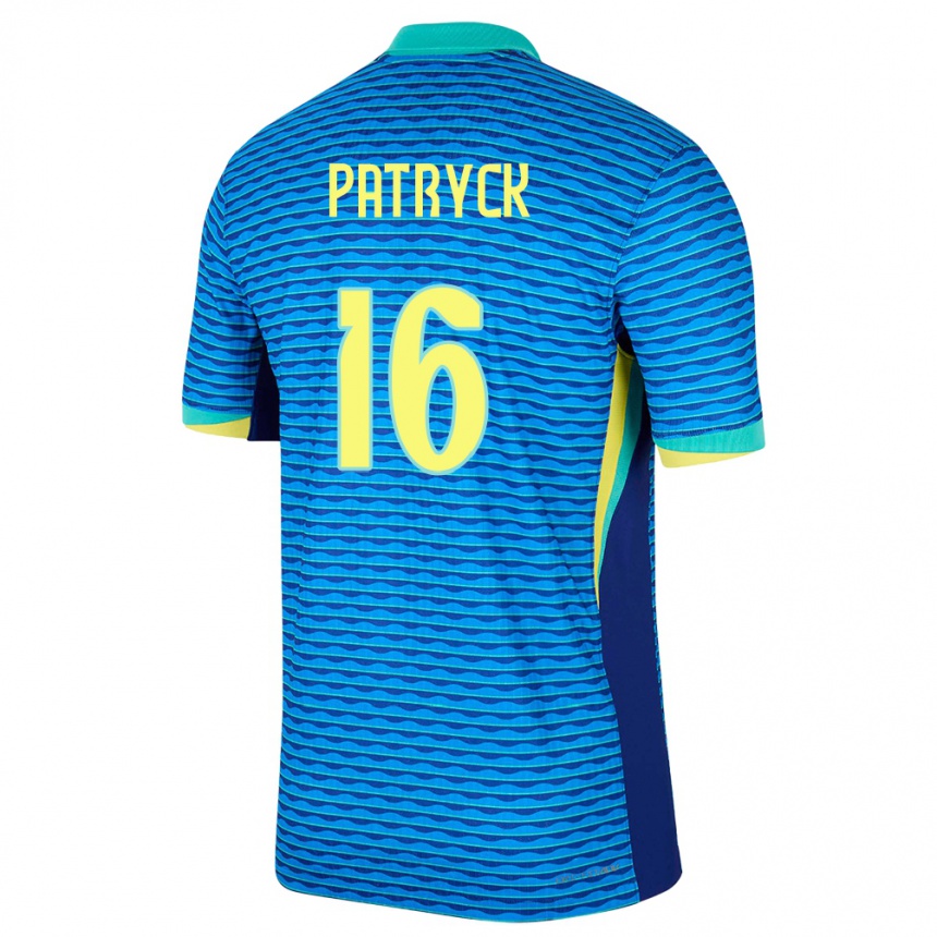 Kids Football Brazil Patryck #16 Blue Away Jersey 24-26 T-Shirt Nz