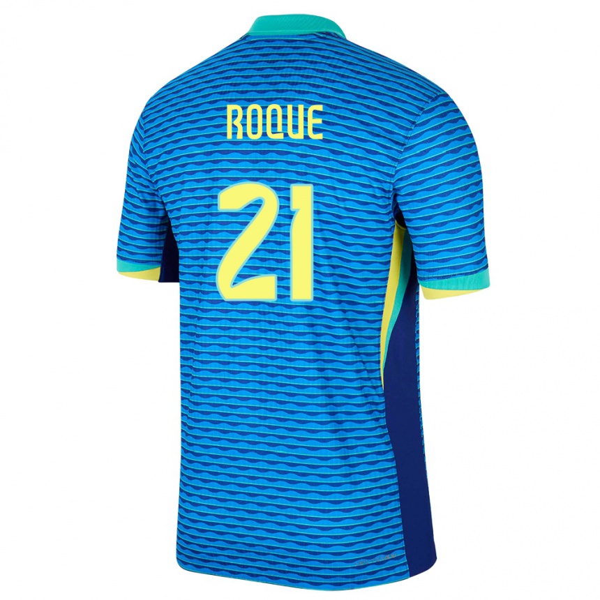 Kids Football Brazil Vitor Roque #21 Blue Away Jersey 24-26 T-Shirt Nz