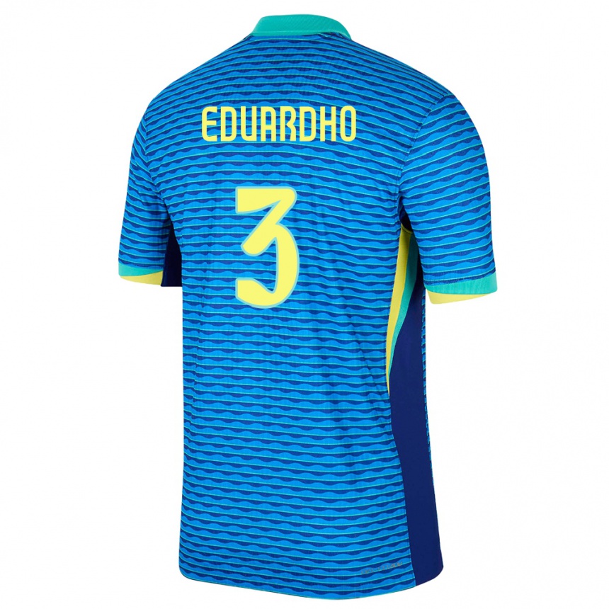 Kids Football Brazil Eduardho #3 Blue Away Jersey 24-26 T-Shirt Nz