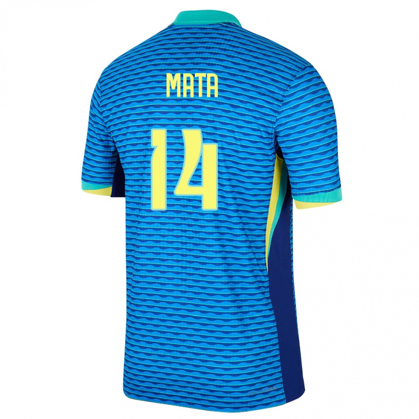 Kids Football Brazil Da Mata #14 Blue Away Jersey 24-26 T-Shirt Nz