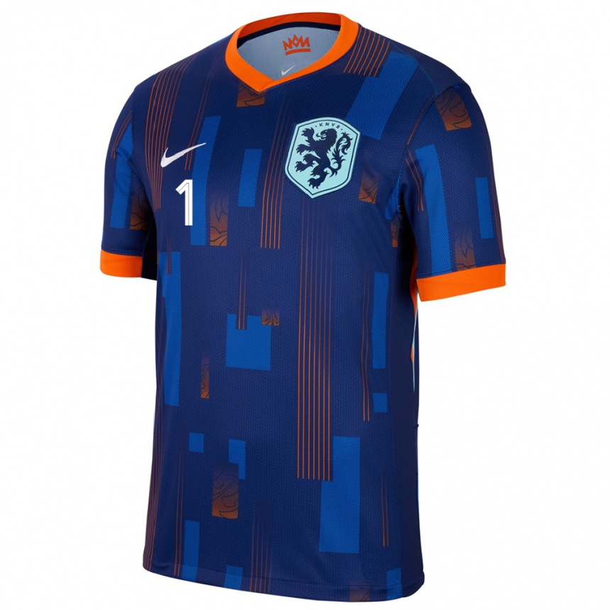 Kids Football Netherlands Sari Van Veenendaal #1 Blue Away Jersey 24-26 T-Shirt Nz