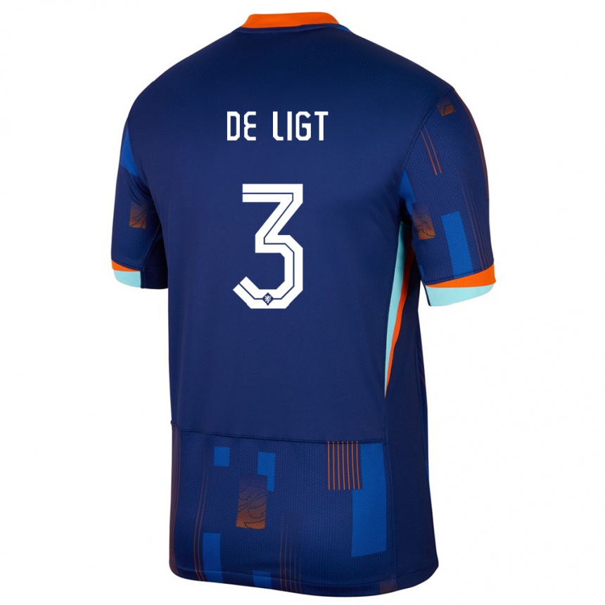 Kids Football Netherlands Matthijs De Ligt #3 Blue Away Jersey 24-26 T-Shirt Nz