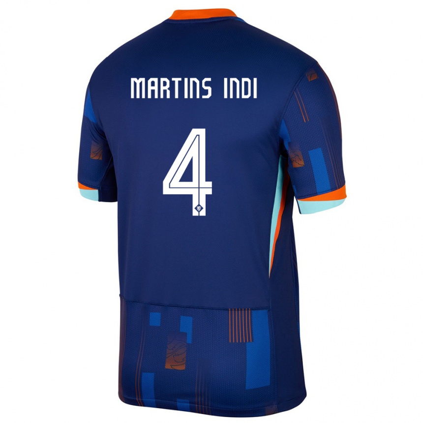 Kids Football Netherlands Bruno Martins Indi #4 Blue Away Jersey 24-26 T-Shirt Nz