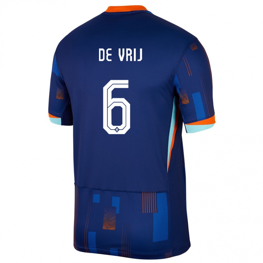 Kids Football Netherlands Stefan De Vrij #6 Blue Away Jersey 24-26 T-Shirt Nz