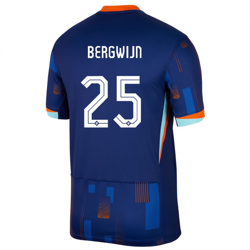 Kids Football Netherlands Steven Bergwijn #25 Blue Away Jersey 24-26 T-Shirt Nz