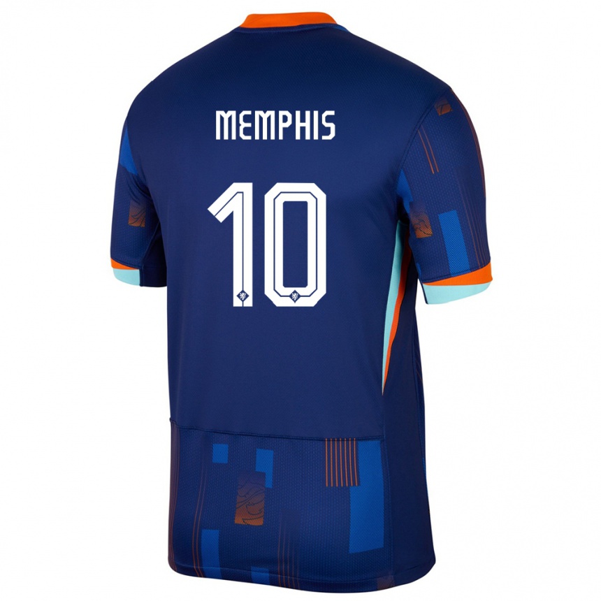 Kids Football Netherlands Memphis Depay #10 Blue Away Jersey 24-26 T-Shirt Nz