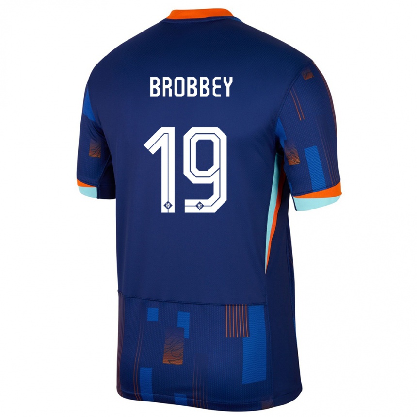 Kids Football Netherlands Brian Brobbey #19 Blue Away Jersey 24-26 T-Shirt Nz