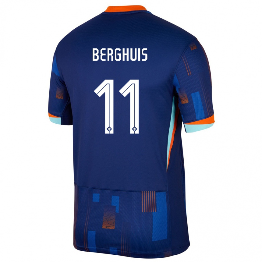 Kids Football Netherlands Steven Berghuis #11 Blue Away Jersey 24-26 T-Shirt Nz