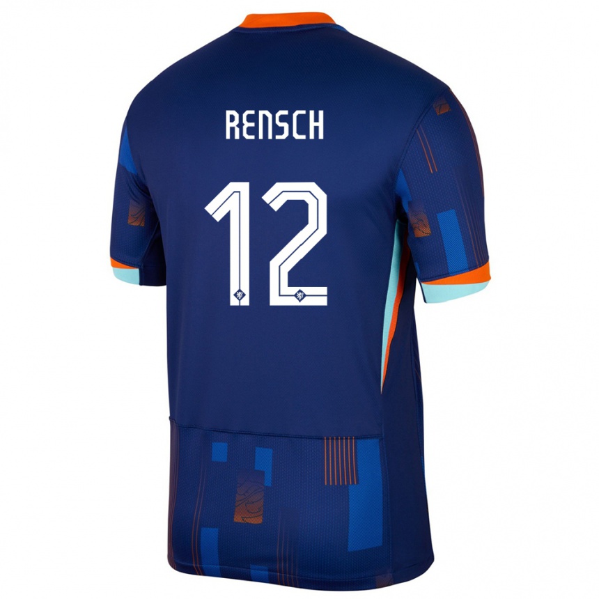 Kids Football Netherlands Devyne Rensch #12 Blue Away Jersey 24-26 T-Shirt Nz