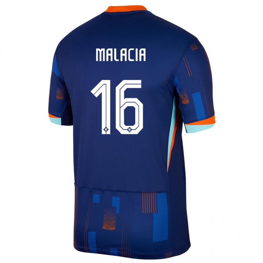 Kids Football Netherlands Tyrell Malacia #16 Blue Away Jersey 24-26 T-Shirt Nz