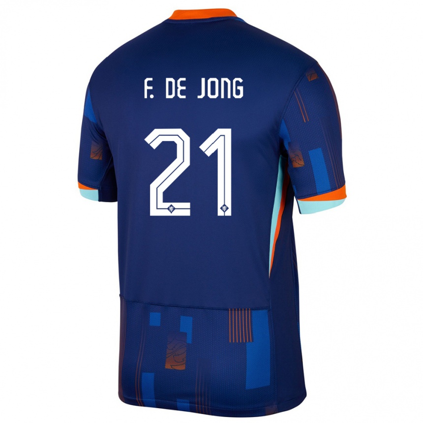 Kids Football Netherlands Frenkie De Jong #21 Blue Away Jersey 24-26 T-Shirt Nz