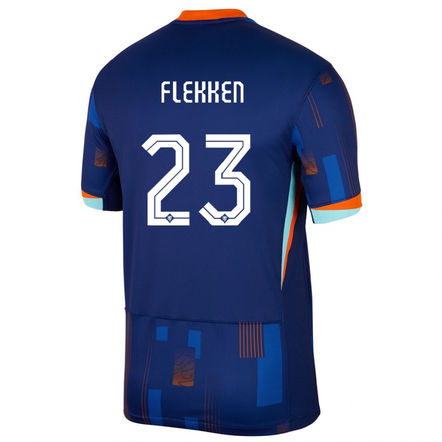 Kids Football Netherlands Mark Flekken #23 Blue Away Jersey 24-26 T-Shirt Nz