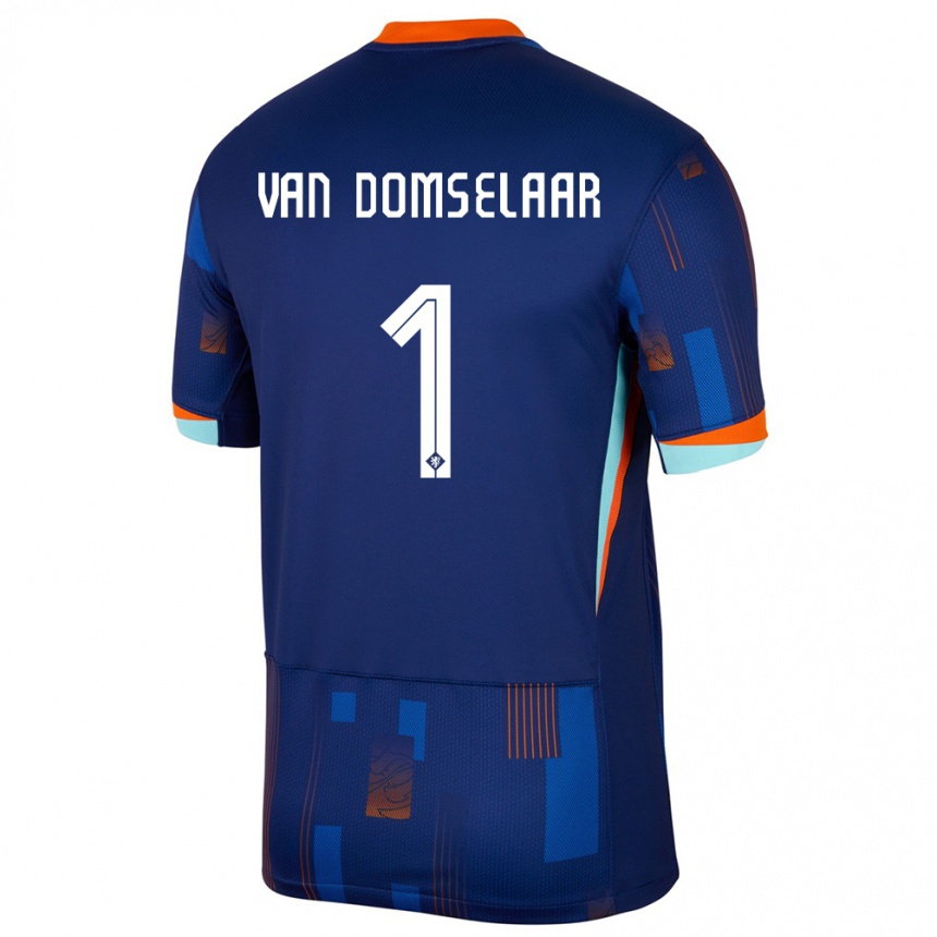 Kids Football Netherlands Daphne Van Domselaar #1 Blue Away Jersey 24-26 T-Shirt Nz