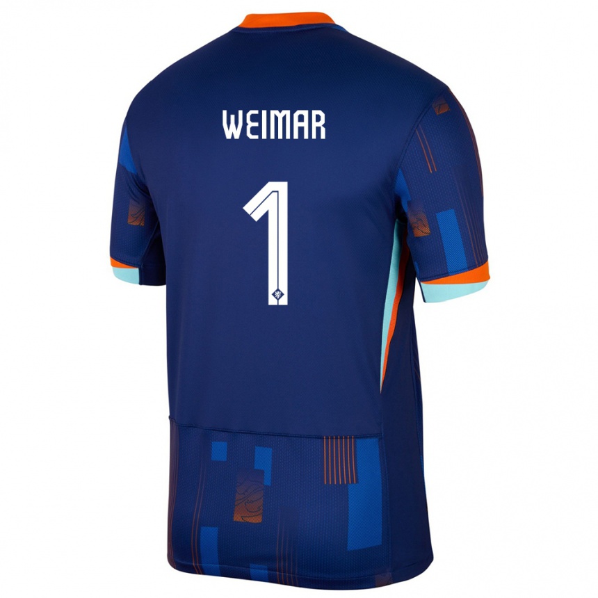 Kids Football Netherlands Jacintha Weimar #1 Blue Away Jersey 24-26 T-Shirt Nz