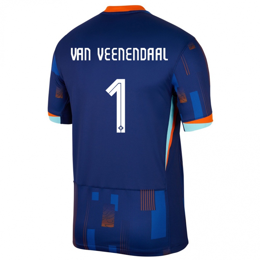 Kids Football Netherlands Sari Van Veenendaal #1 Blue Away Jersey 24-26 T-Shirt Nz