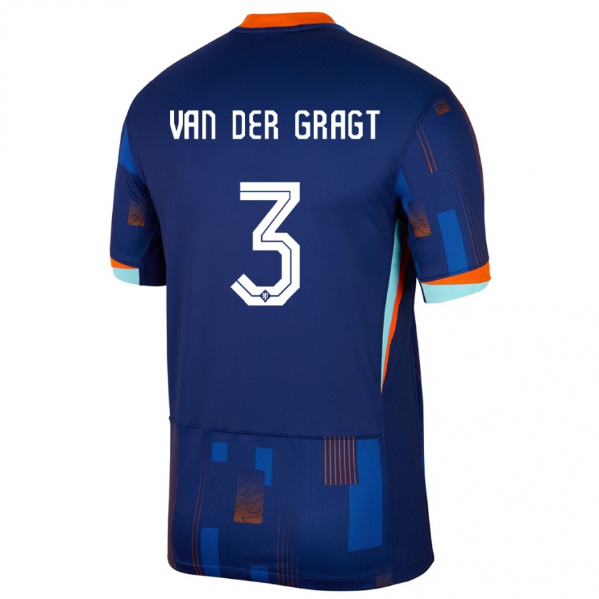 Kids Football Netherlands Stefanie Van Der Gragt #3 Blue Away Jersey 24-26 T-Shirt Nz