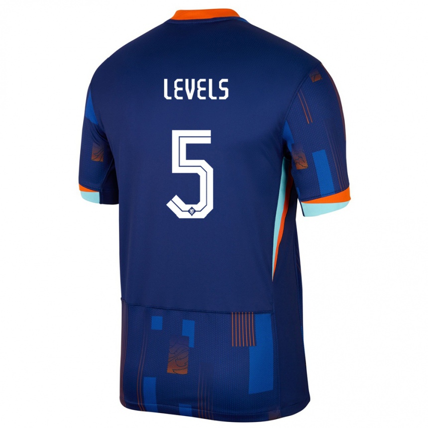 Kids Football Netherlands Janou Levels #5 Blue Away Jersey 24-26 T-Shirt Nz