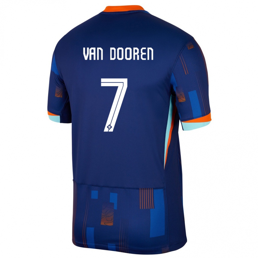 Kids Football Netherlands Kayleigh Van Dooren #7 Blue Away Jersey 24-26 T-Shirt Nz